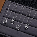 Daidan Free Engraved Silver 925 Necklace Women Mobius Interlocking Circle Rose Gold Love Heart Double Ring Necklace