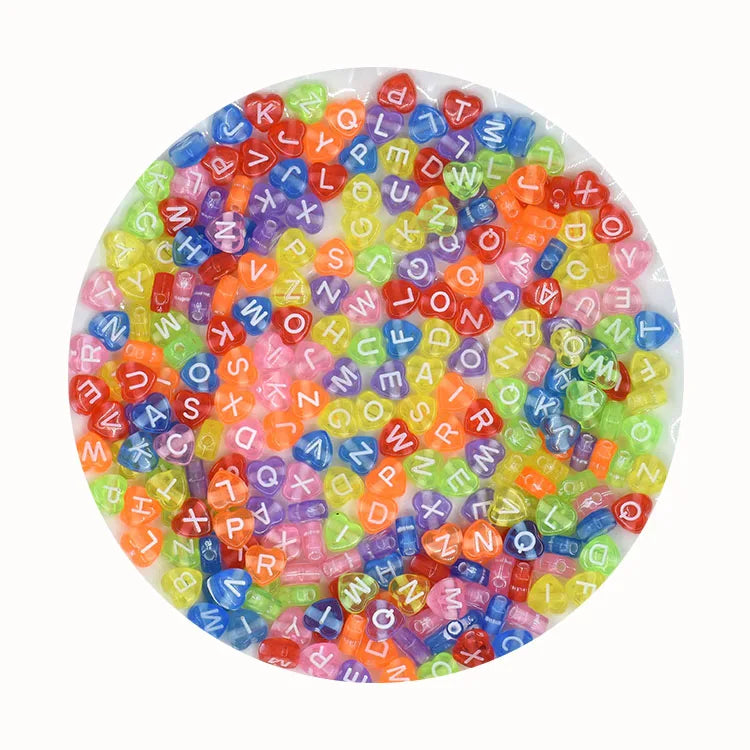 Newest Colorful  Heart Shaped Acrylic Letter Bead Star Moon Flower love Pattern Loose Bead DIY Necklace Bracelet Jewelry