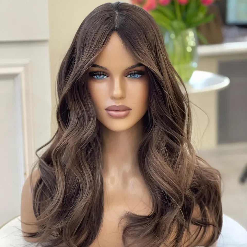 13x4 13x6 Hd Lace Frontal Wig Raw Human Hair Wig Highlights Brown Color Natural Hairline Pre Plucked Glueless Lace Front Wig