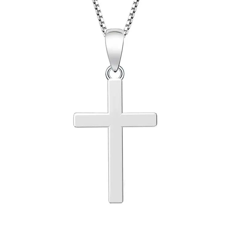 European American Style S925 Sterling Silver Cross Pendant Necklace Crystal Popular Simple Personality Jewelry Ladies Wholesale