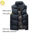 Men's Thickened Puff Parka Outdoor Warm Stand Collar Zipper Pocket Winter Eco-Friendly Polyester Jacket with 100g-150g Down