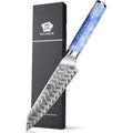 WILDMOK 5" Utility Knife Carbon Steel Blue White Porcelain Pattern Resin Handle Sharp Kitchen Fruit Knives