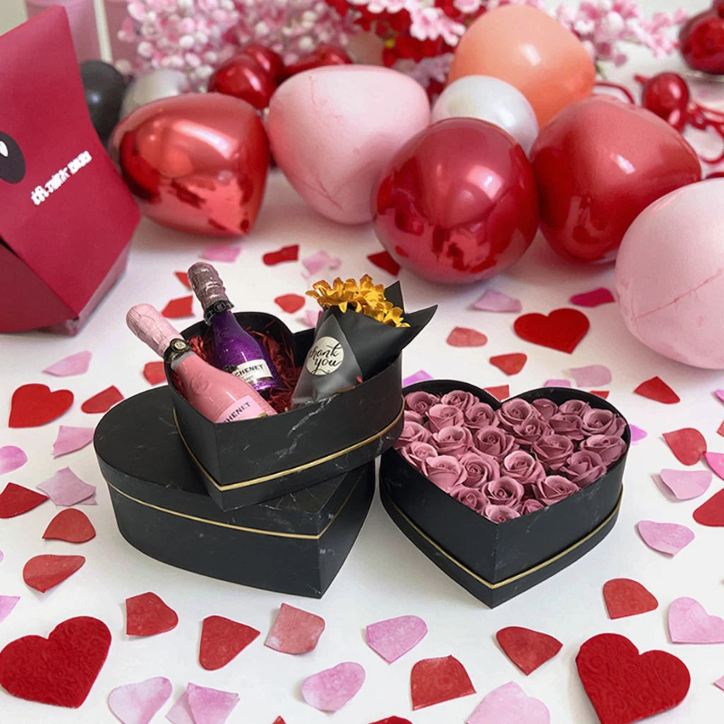 AM-GPB19 Ammy 3-in-1 Heart-Shaped Flowers Box Mother's Day Soap and Preserved Roses Packaging Paperboard Fruit Flower Box
