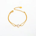 Fenny No Fade Dainty Fashion Double Layer Bead Chain Butterfly Pendant Bracelet for Women Stainless Steel Jewelry Wholesale