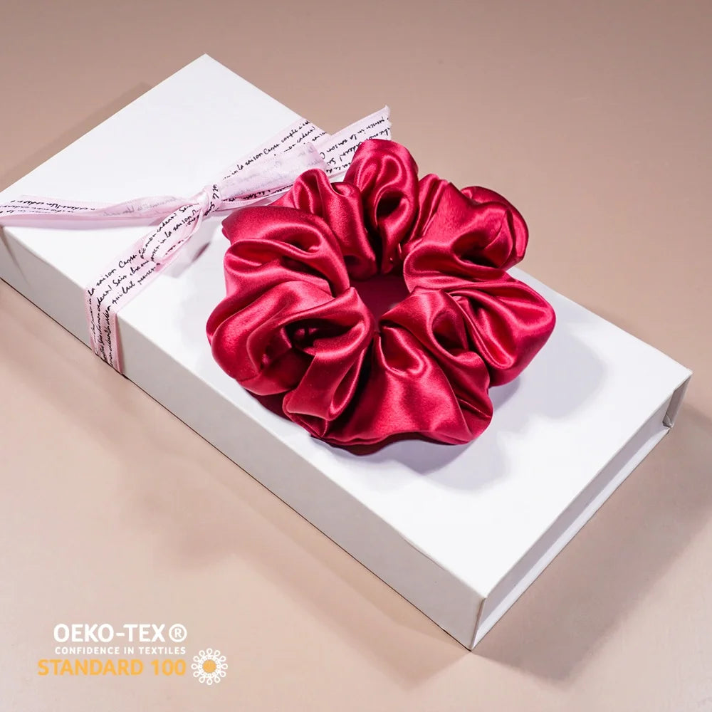 New Women Girls Accessories Solid Color Elastic Bands Scrunchie 6cm Red Bud Hair Scrunchies Organic Silk Scrunchies