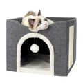 Hot Sale Foldable Cat Scratcher House Covered Kitty Cave Beds Cute Modern Cat Condo for Indoor Cube House