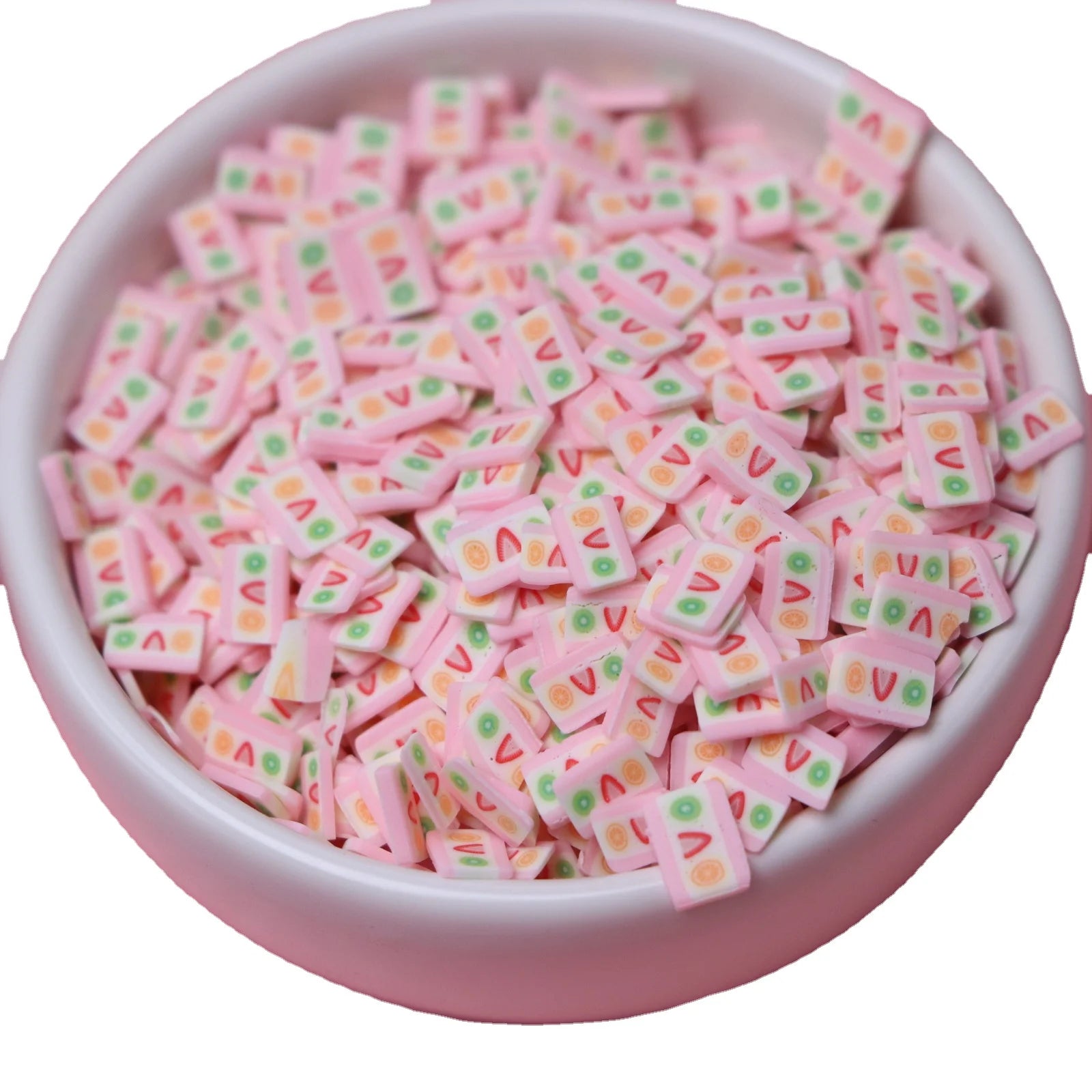 500g Strawberry Kiwifruit Polymer Clay Fruits Sprinkles Slime Candy Rectangle Cake Decoration DIY Crafts Nail Arts Accessories