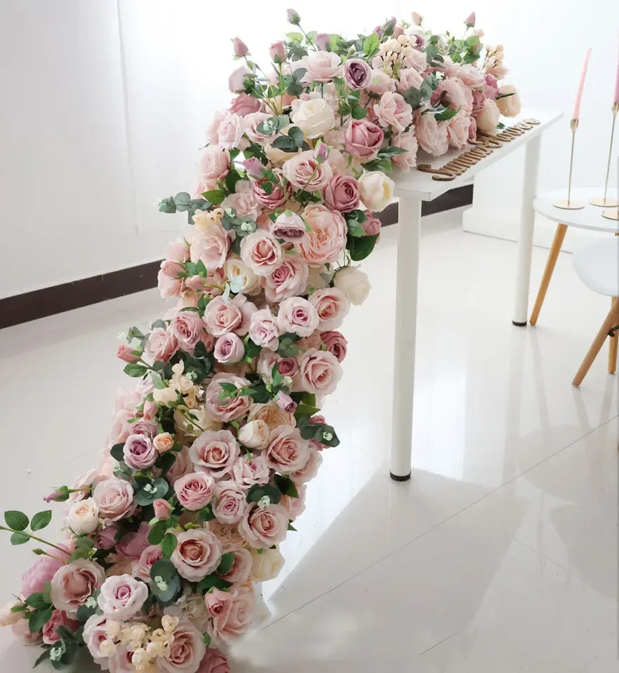 Hot Sale Pink Table Flower Sales China Wholesale Artificial Flower Runner