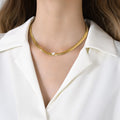 Sweet Cool Wind Ornament Necklace Women's Stainless Steel Zircon Heart Embossed NK Chain Necklace