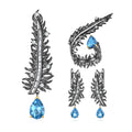 C8274 Abiding Jewelry Vintage Style Natural Swiss Blue Topaz Gemstone Leaves 925 Sterling Silver Jewelry Sets for Woman