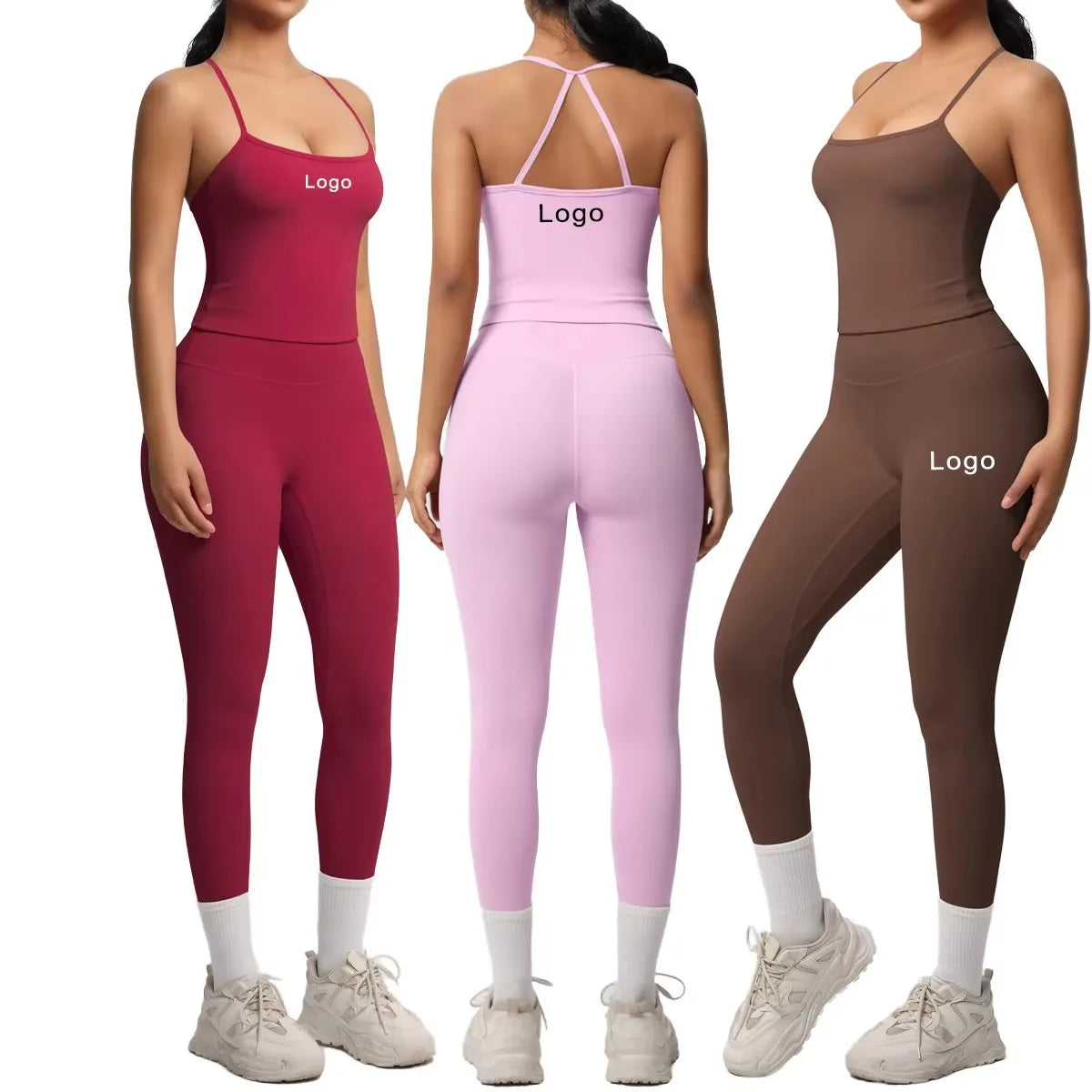 2 Pieces Fitness Sportswear Outfit Yoga Set for Women Wholesale Tank Top No Scrunch High Waist Legging Gym Yoga Set