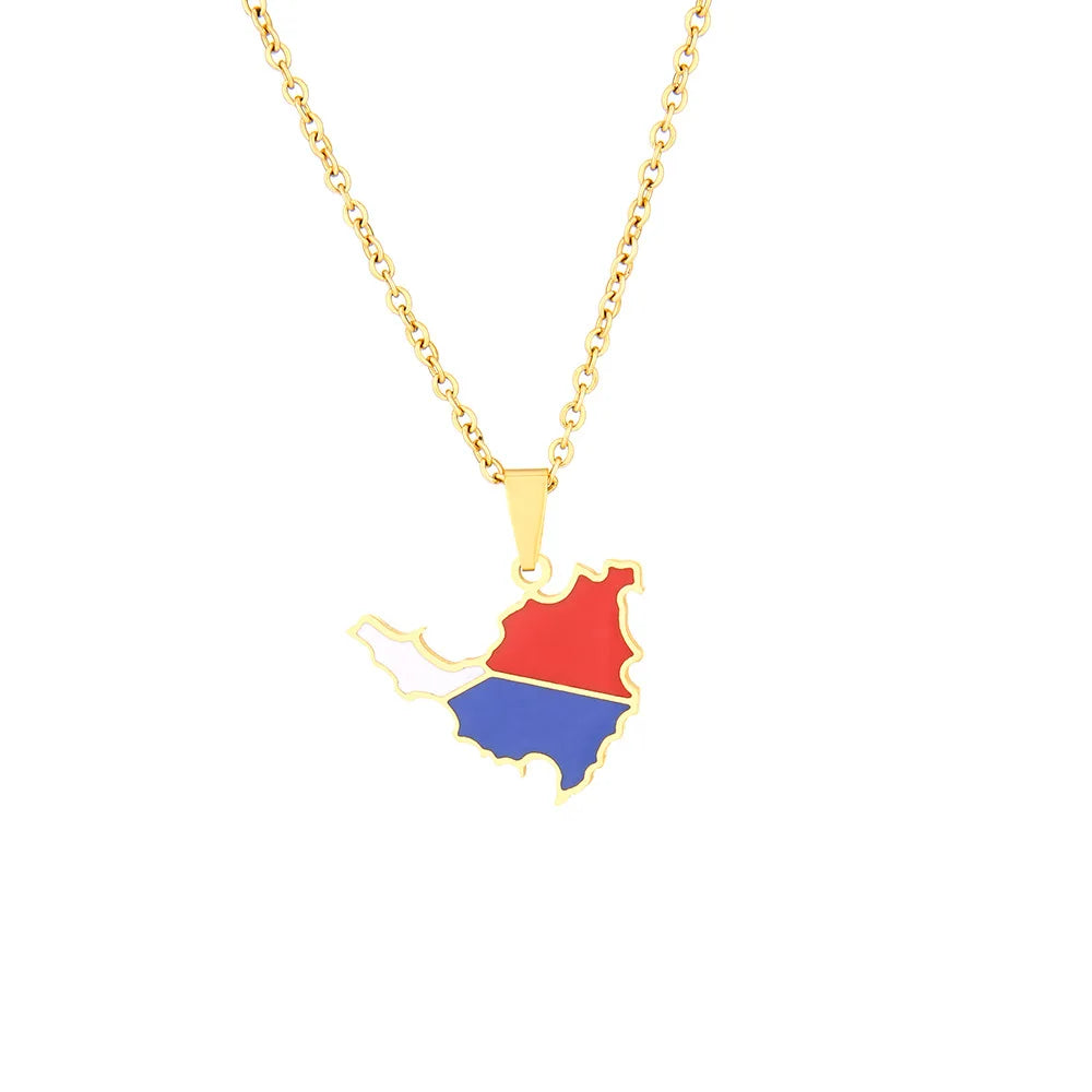 Sint Maarten Stainless Steel Country Island Saint Martin Map Necklace