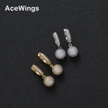 AceWings E047 Women's Bling Bling CZ Stud Earrings Brass Setting Zircon Gold/Silver Plated Hip Hop Iced Out Anniversary