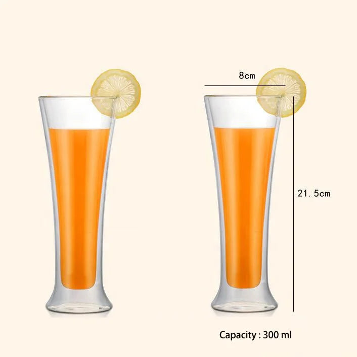 High Borosilicate Double Wall Layer Creative Glass Long Drink Cup Heat-resistant Coffee Cup