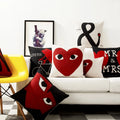 Nordic Geometry Red Couple Black Cushion Heart Red Pillow Cover Decorative Sofa Pillow Case Office
