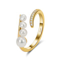 GPR07 RINNTIN Real 925 Sterling Silver AAAA CZ Cultured Freshwater Pear Adjustable Gold Ring