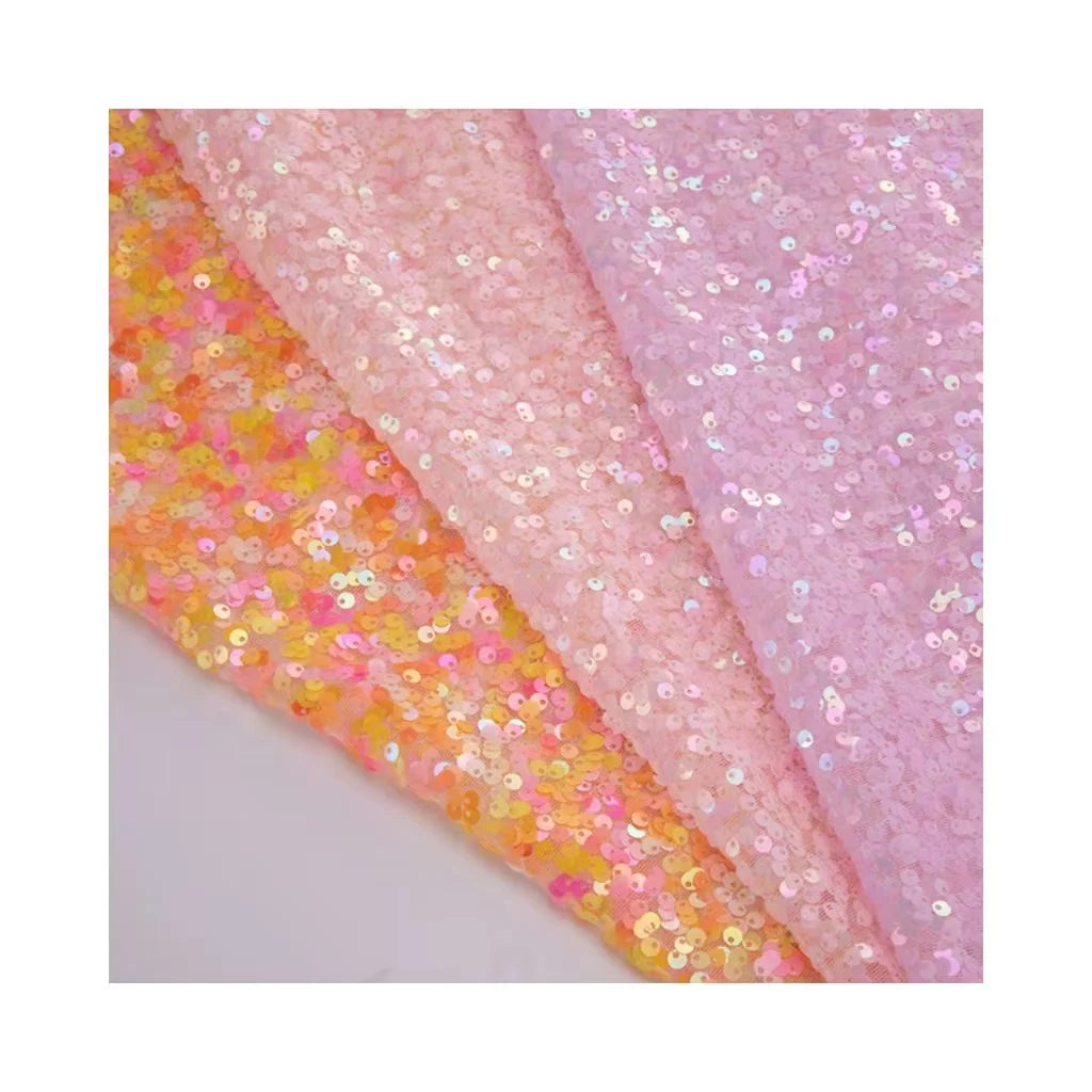 Wholesale 2024 Fashion Design Knitted Sequin Embroidery 100% Polyester Mesh Fabric for Skirt and Dress