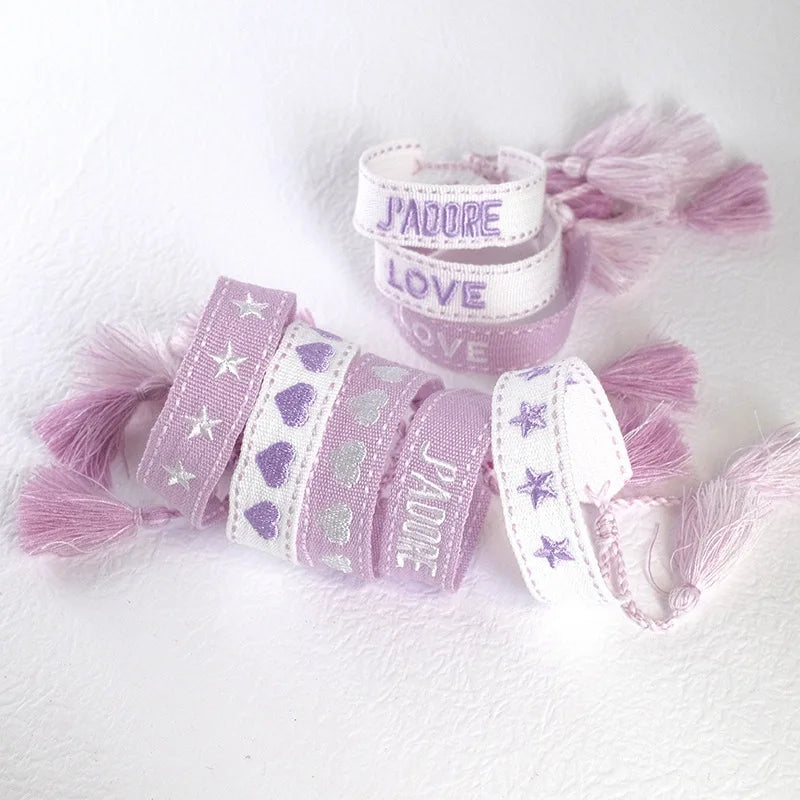 Tassel Braided Friendship Bracelet Embroidery Alphabet Pop Logo Couple Hand Rope Fan Wristband Holiday Bracelet