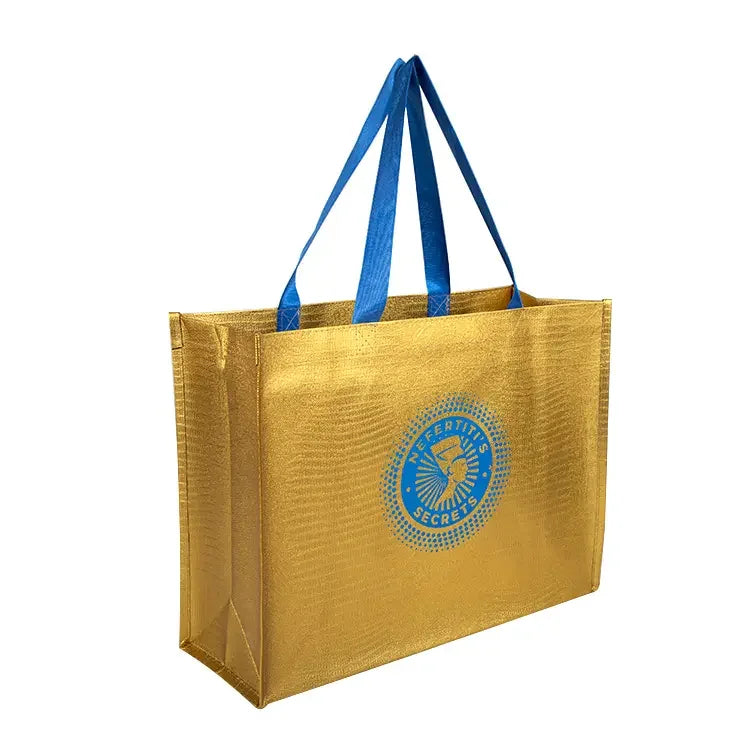 Eco Friendly Luxury Printed Gold Matte Customize Reusable Shopping Bags With Logos
