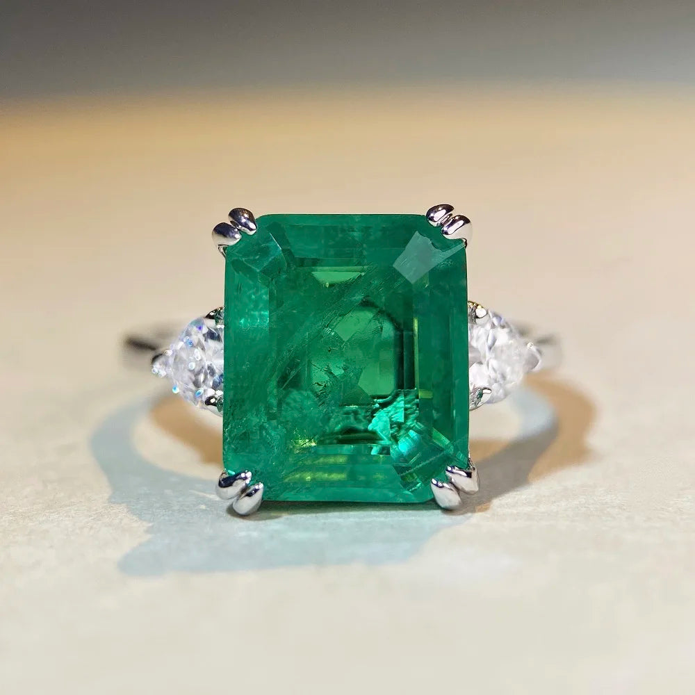 Fine 9 Carat Jewelry 5A Colored Cz Cubic Zircon Emerald Wholesale Price Wedding 925 Sterling Silver Zircon Engagement Rings