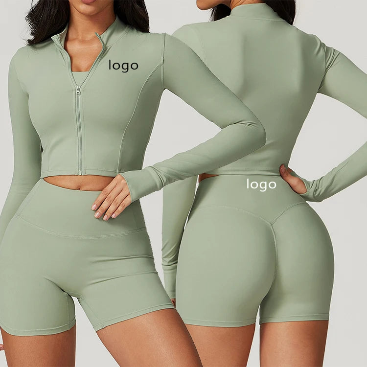 Zipper Outdoor Running Sports Yoga Jacket Slim Fitness Long Sleeve Jacket Girls Quick Dry Yoga Clothing