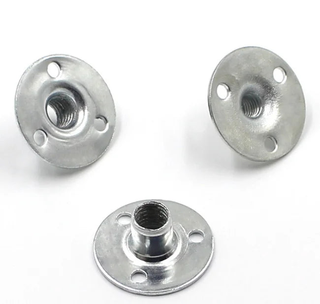 M6 M8 M10 Three Hole Round Iron Plate Nut Splint Nut Furniture Connector Hardware Thin Locking T Nut