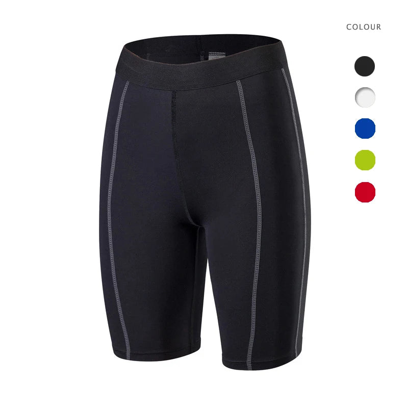 Women's 1/2 Pants Quick Dry Fitness Compression Base Layer Printed Training Shorts Elastic Waist Mid Waist for Sports Running