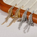 New Fashionable Luxury Designer Stainless Steel Earrings Shining Long Diamond Inlaid Tassel Earrings for Women's Wedding Gifts