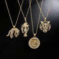 Copper 18K Gold Zircon Animal Necklace INS Hip Hop Tiger Leopard Lion Pendant Necklace Cross-border New Product