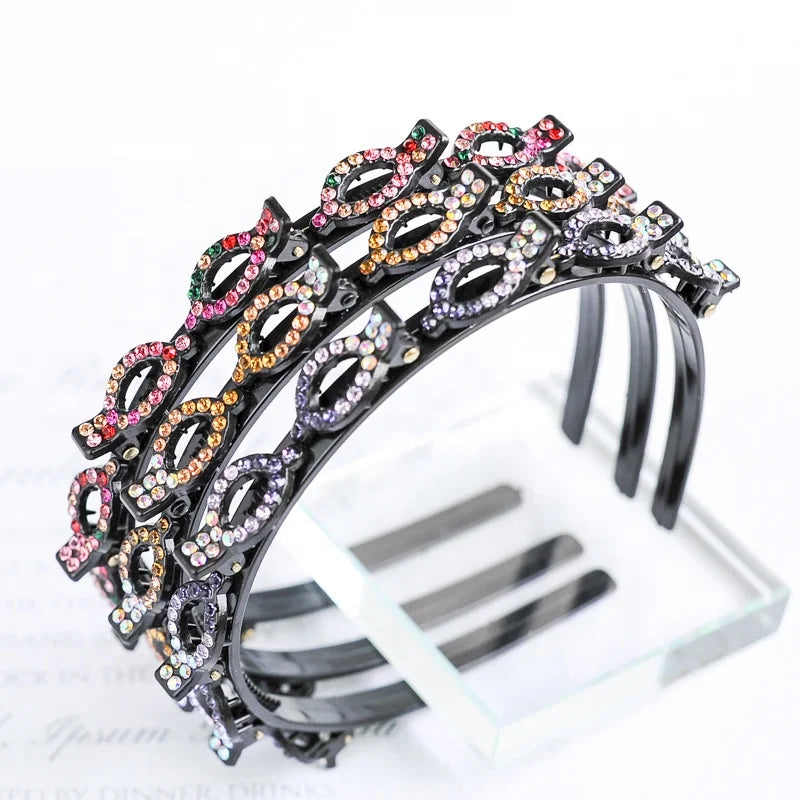 Rhinestone Pearl Hairstyle Hairpins Accessories Double Bangs Twist Hairband Hair Pin Clips Head Band Braided Headbands With Clip