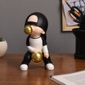 Modern Home Accessories Room Boy Birthday Party Decoration Resin Bubble Boy Racket Ball Decor Interior Figurines