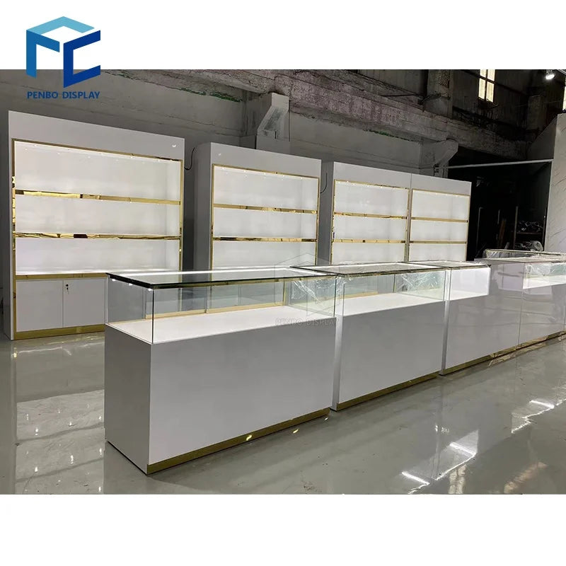 New Luxury Glass Jewelry Showcases Customized Jewelry Store Showcase Jewelry Display Showcase With Led Light