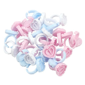 100Pcs Disposable Heart-shaped Glue Ring Cup Eyelash Extension Tattoo Pigment Holder Pallet Lashes Makeup Tools