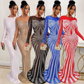 Summer Trending Dresses for Women Rhinestone Long Maxi Dress Ladies Elegant Club Party Even Gown Diamond Dresses