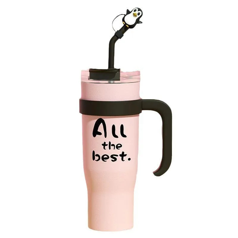 1200ml Stainless Steel Vaccum Flask Bottle with Big Handle Outdoor Sports Mug Large Capacity Double Wall Juice Mug New Design
