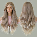 New Style 13x6 Front Lace Hand Woven Synthetic Lace Wigs 26Inch Long Curly Hair Ombre White Gold  Water Wave Wig for Women Hair