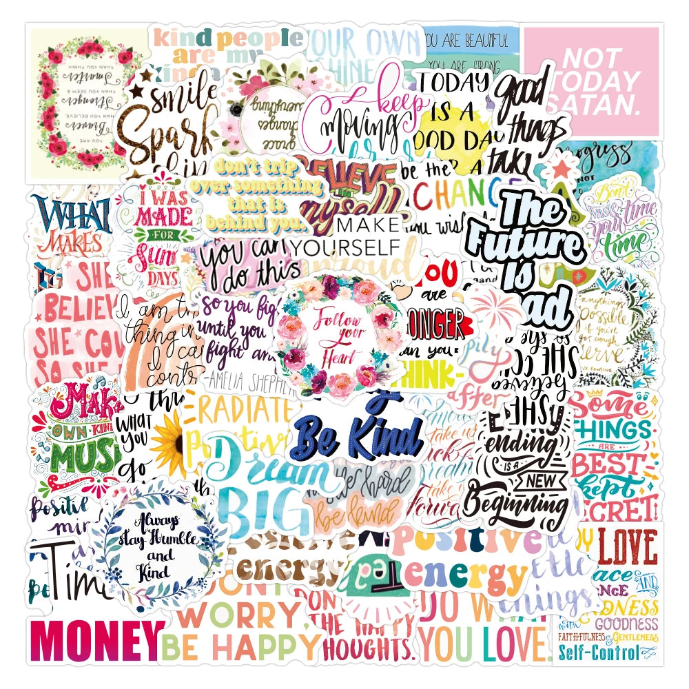 50pcs Hot Motivational English Series Graffiti Stickers Packs for Car Motorcycle Suitcase Guitar Notebook Wholesale
