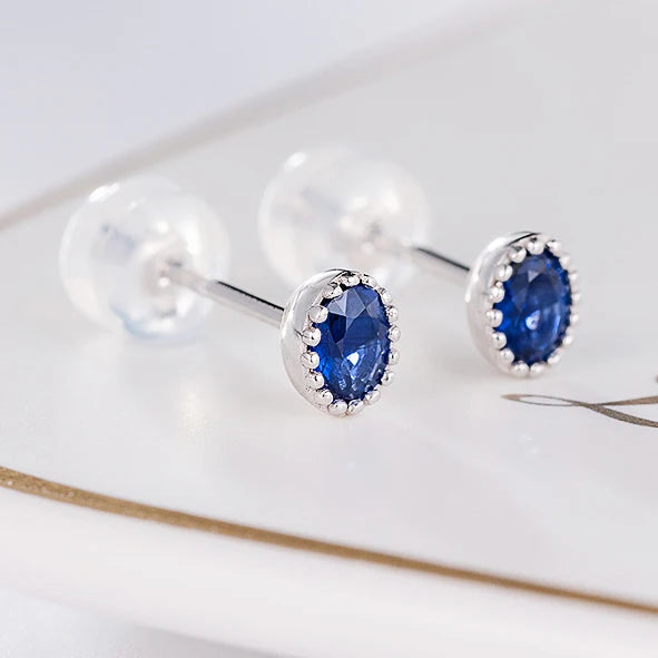 Wholesale Fashion Natural Blue Sapphire Gemstone Vintage Solid 18k Gold Jewelry Earrings for Women