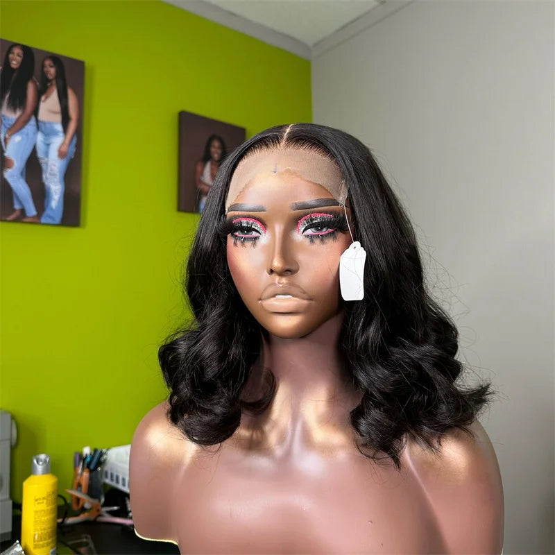Wholesale Brazilian Virgin Human Hair Wigs Short Bob Body Wave Lace Front Glueless Pre Plucked for Black Women