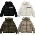 2025 New Winter Women Cropped Padding Puffer Coats Jacket Long Sleeve Hooded Coat Casual Women's Jackets Outerwear