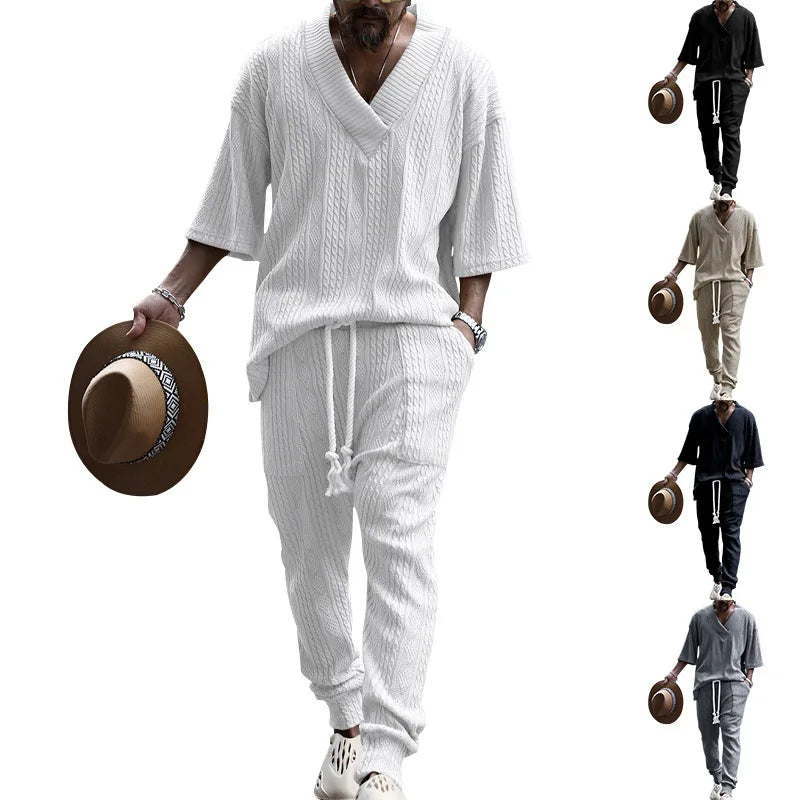 S-4XL Thin Quick Drying Two-piece Set Men's 3D Printed Casual Sports Set Classic Summer Pants Set