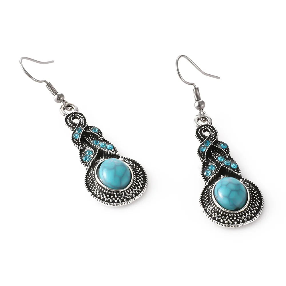 Elegant Retro Bohemian Turquoise Drop Earrings for Women Trendy Party Jewelry Gift for Girls