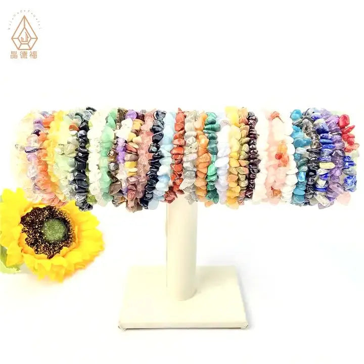 Colorful Natural Crystal Chip Bracelets Healing Mixed Gravels Stone Bracelet for Girls