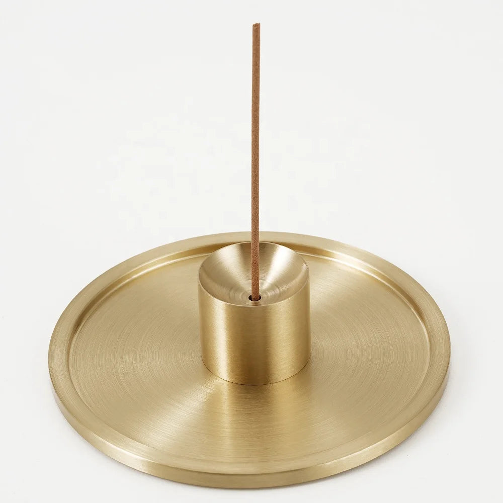 CHENLANG Brass-colored Cylinder Shape Eco-Friendly Customizable Stick Incense Holder Burner Trays Set Long-lasting Fast