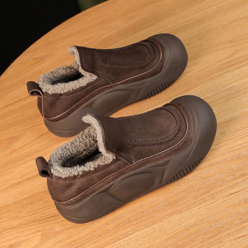Winter New One-Step Slip-On Plush Fur Shoes Casual Style Fleece-Lined Warmth  Shoes