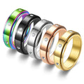 Titanium Steel Men's Ring Stainless Steel Couple Ring with Diamond Rotating Gold Plated Natural Stone