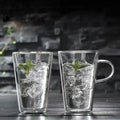 400ml High Borosilicate Glass Double Wall Cup with Handle Straight Double Wall Glass Mug