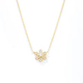 Fashion 925 Sterling Silver 14K Gold Plated Shiny Diamond CZ Snowflake Pendant Necklace Jewelry