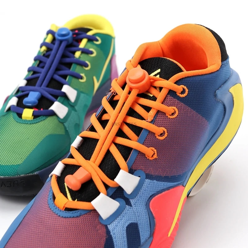 Spring Lock Nylon Shoelaces Sports Elastic No Tie Stretching Lock Lazy Laces for Kids Adult Unisex Sneakers