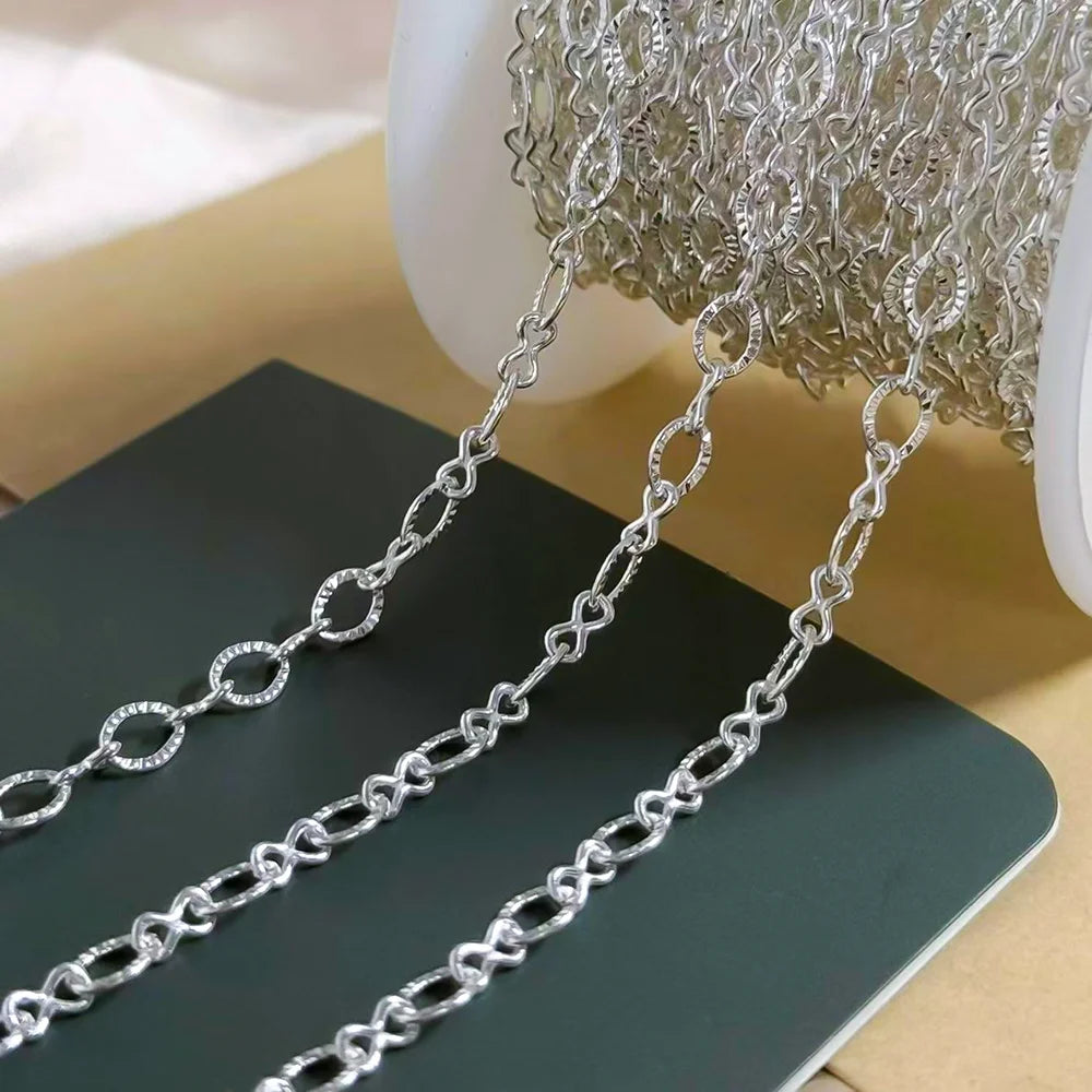 Anti Tarnish Processed S925 Silver Infinity Patterned Cable Chain for Permanent Jewelry Making